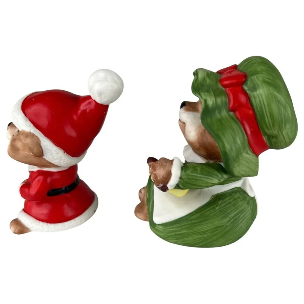 1980s‎ Homco Christmas Bear Figurine Family Set Of 3 Poppa Momma Baby #5600 VTG